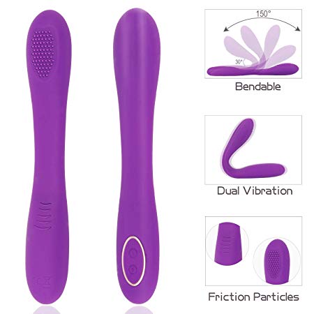 Female Electric Vibrator Bendable Vibrating Massager with Dual Motors for Couple Use Waterproof Didlo Vibrator Clit Stimulator for Women (Purple-1)