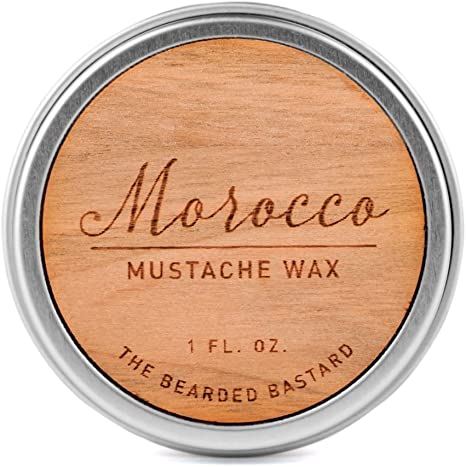 Morocco Mustache Wax | A Strong All Day Hold | Men's Mustache Grooming Wax, Hydrating with Beeswax, Lanolin and Jojoba Essential Oil, Men's Facial Hair Care Product | All Natural, 1 Ounce Tin