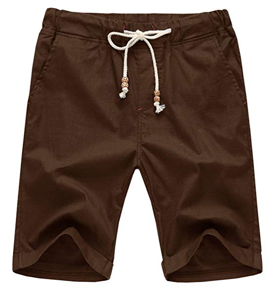 ZYFMAILY Men's Linen Casual Classic Fit Drawstring Summer Beach Shorts