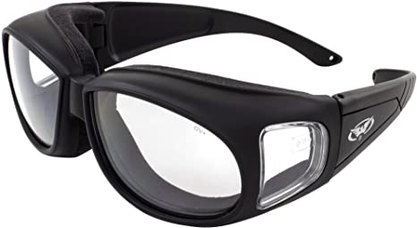 OUTFITTER - Foam Padded Motorcycle Sunglasses - Fits Over Most Glasses (Clear)