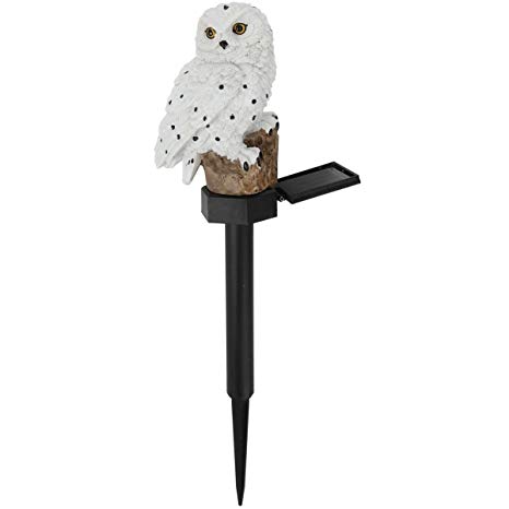 Trenton Gifts Weather Resistant Outdoor LED Solar Owl Light, Garden Stake | White