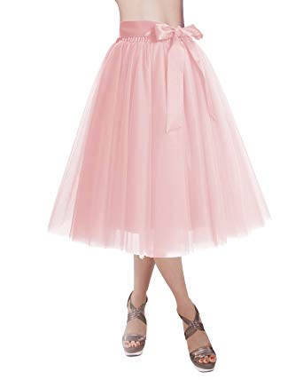 DRESSTELLS Knee Length Tulle Skirt Tutu Skirt Evening Party Gown Prom Formal Skirts