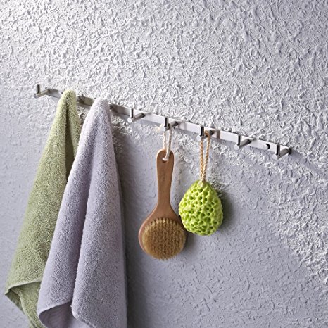 KES A2160H8-2 Bathroom Towel Rail/Rack with 8 Hooks Wall Mount SUS304 Stainless Steel, BRUSHED FINISH