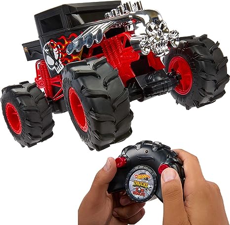 Hot Wheels R/C Monster Trucks 1:15 Scale Bone Shaker, 1 Remote-Control Toy Truck with Terrain Action Tires, Toy for Kids 4 Years Old & Older