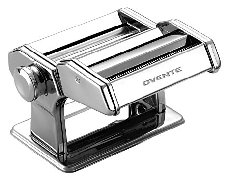 Ovente Vintage Stainless Steel Pasta Maker, 180mm, Polished Chrome (PA518S)