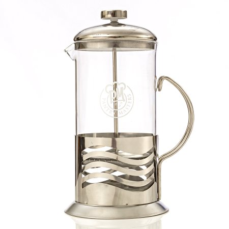 French Press Coffee Maker 34oz 8 Cup Stainless Steel Double Filter Borosilicate Glass
