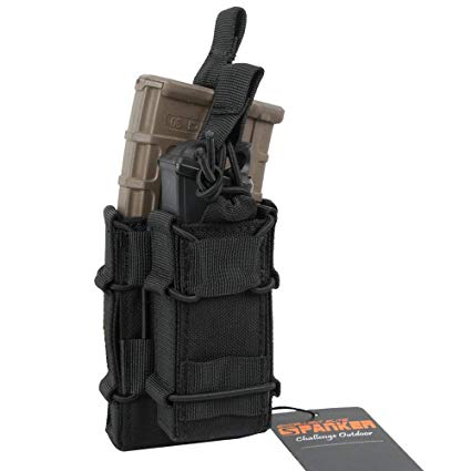EXCELLENT ELITE SPANKER Open-Top Rifle Mag Pouch for M4 M16 AR15 Magazines with 1911 HK45 Glock Pistol Mag Pouch
