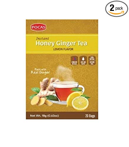 (40 Bags) Pocas Instant Ginger Honey Tea with Lemon 18g/0.63oz (Honey Ginger with Lemon)