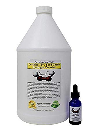 35% diluted to 12% Food Grade Hydrogen Peroxide 1 Gallon Plus 1 Fl Oz pre-filled Dropper Bottle (PHP). Recommended by One Minute Cure & True Power of Hydrogen Peroxide - shipped fast. Made in USA