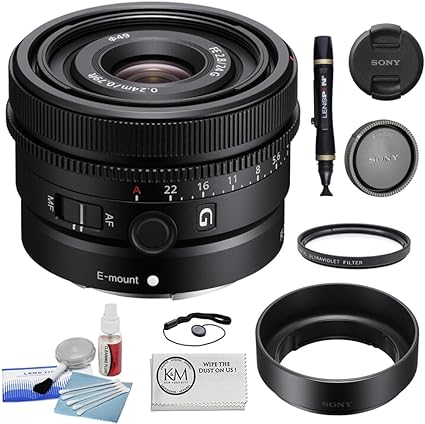 Sony FE 24mm f/2.8 G Lens Bundled with 49mm UV Filter   5-Piece Camera Cleaning Kit   Cleaning Lens Pen   Lens Cap Keeper   Microfiber Cleaning Cloth (6 Items)