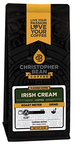 Christopher Bean Coffee Flavored Whole Bean Coffee, Irish Creme, 12 Ounce