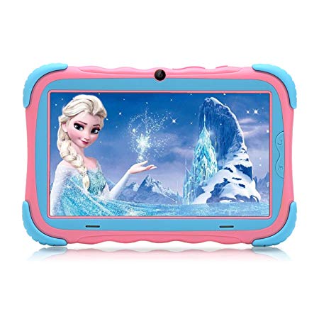 Kids Tablet - Android 7.1 Tablet PC with 7 inch IPS Eye Protection Screen 1GB 16GB WiFi Camera and Bluetooth GMS Certified Kids-Proof Children Tablets (Pink)
