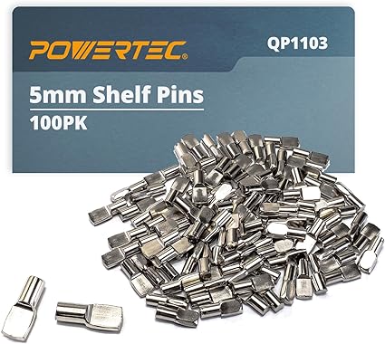 POWERTEC QP1103 5mm Shelf Pegs, 5 mm, Nickel