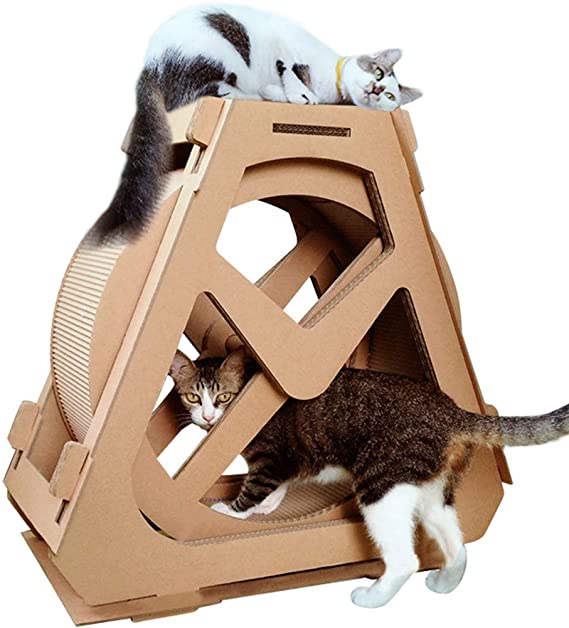 Creation Core Multi-Level Cat Scratcher Board Ferris Wheel Shaped Toy Bed Scratching Posts Cave Activity Centre Cat Waterwheel Furniture for Kittens Cats and Pets