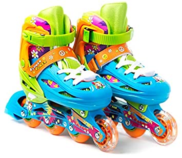 Titan Flower Princess Girls Inline Skates with LED Light-up Front Wheel and LED Laces, Multiple Size and Color Options