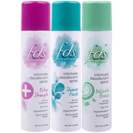 FDS Intimate Deodorant Spray All Day Freshness Variety Pack, Shower Fresh and Delicate Breeze, 2 Ounce Bottles, 3 Count