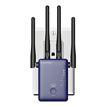 Coredy AC1200 Dual Band WiFi Extender / Wi Fi Range Extender / WiFi Signal Booster / Access Point with 2 Ethernet Port / External Antenna ( CX-E120 )