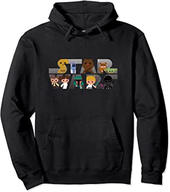 Star Wars Logo Kawaii Multi-Character Cute Pullover Hoodie