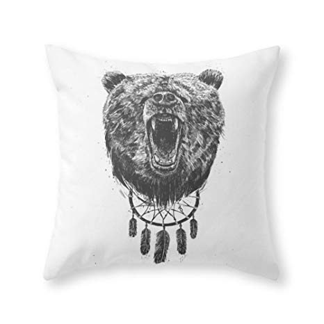 Society6 Don't Wake The Bear Throw Pillow Indoor Cover (20" x 20") with pillow insert