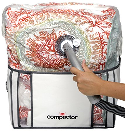 Compactor Classic Space Saver Vacuum Storage Solution with Vacuum Bag to protect Clothes, Pillows, Duvets, Comforters, Blankets - Medium (16x17x10)