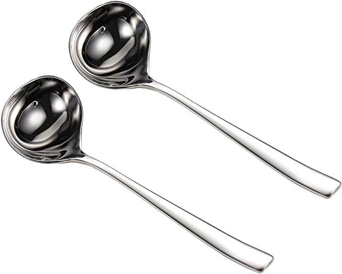 Wenkoni Gravy ladle,Small Ladle,Sauce ladle,18/10 Stainless Steel 7.4 Inch Ladles (2Pack Silver).
