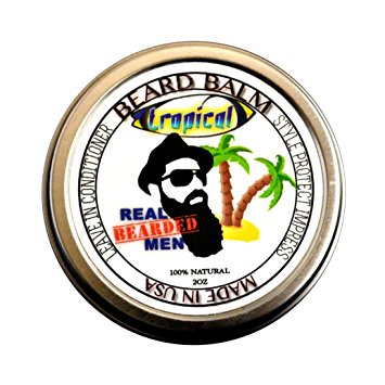 REAL BEARDED MEN 100% Natural Premium Beard Balm 2 oz - TROPICAL - Made in USA