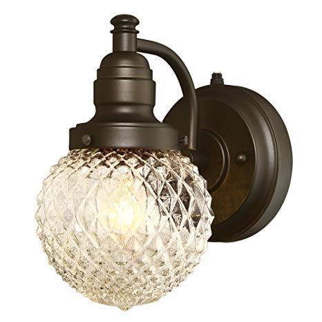 Westinghouse Lighting 6313700 Eddystone One-Light Outdoor Wall Fixture with Dusk to Dawn Sensor, Oil Rubbed Bronze Finish with Clear Diamond Cut Glass,