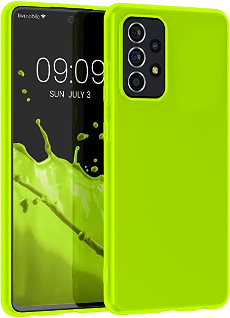 kwmobile Carcasa para Samsung Galaxy A52 / A52 5G / A52s 5G - Funda para móvil en TPU Silicona - Protector Trasero en Amarillo neón