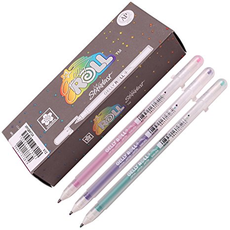 Sakura Xpgb 12-piece Gelly Roll Assorted Colors Stardust Galaxy Pen Gel Ink Bold Sparkling, Bagged Pen Set of Assorted Colors