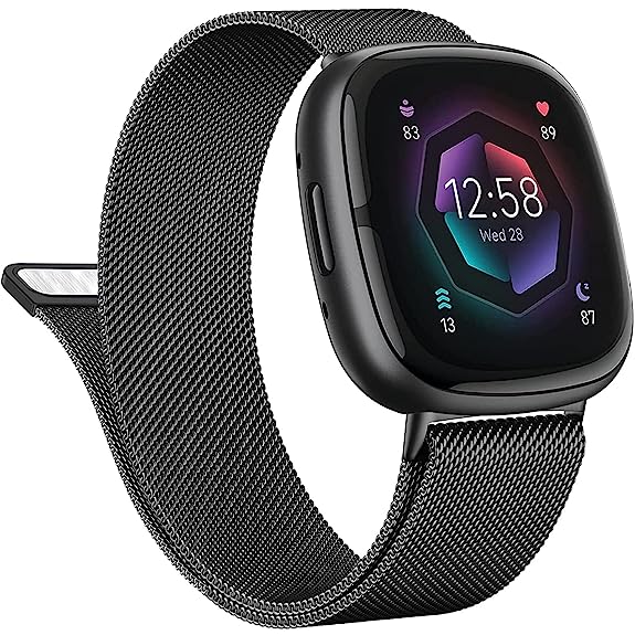 TASLAR Replacement Stainless Steel Metal Mesh Magnetic Closure Band Strap Wristband Bracelet for Fitbit Versa 4 / Fitbit Sense 2 Smartwatch (ONLY FOR VERSA 4 / SENSE 2)