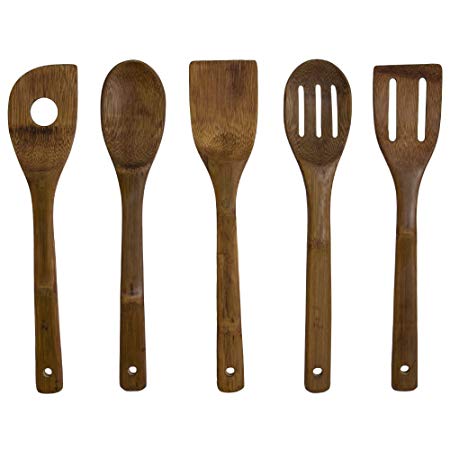 Totally Bamboo 20-2420 Burnished Bamboo Cooking Utensils, 5 Piece Set, 12"