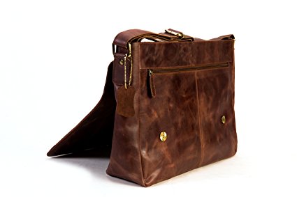 Cuero 16" Leather Shoulder Messenger Satchel Laptop Leather Messenger Bag For Men And Women