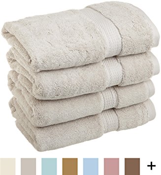 Superior 900 GSM Luxury Bathroom Hand Towels, Made of 100% Premium Long-Staple Combed Cotton, Set of 4 Hotel & Spa Quality Hand Towels - Stone, 20" x 30" each