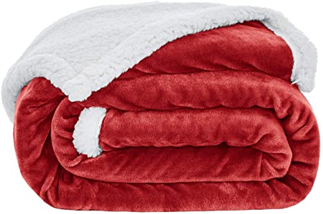 Love's cabin Sherpa Fleece Blanket Twin Size (Red, 60x80 Inches) Fuzzy Plush Throw Blanket for Couch or Sofa | Reversible Warm Cozy Soft Blankets for Adults and Kids