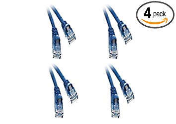 C&E 4 Pack, Cat5e Blue Ethernet Patch Cable, Snagless Molded Boot, 25 Feet, CNE542577