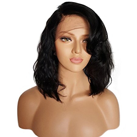 BEEOS Hair Brazilian Virgin Human Hair Lace Front Wigs Glueless Short Bob Human Hair Wigs Wavy With Baby Hair For Black Women 14inch Short Wavy Lace Wigs On Sale