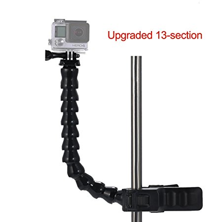 [Upgraded Version-13-Section] Kupton Jaws Flex Clamp Mount with Adjustable Gooseneck for GoPro Hero 5/ Hero 5 Session/ Hero Session Hero 4 3  3 2 Xiaomi Yi AKASO EK7000 SJ4000 SJ5000 Action Camcorder