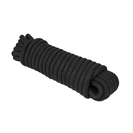 Extreme Max 3008.0301 Black 1/4" x 25' 16-Strand Diamond Braid Utility Rope