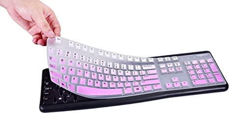 KeyCover - Ultra Thin Silicone Keyboard Cover Compatible with Logitech K120 MK120 Keyboard US Layout - Gradual Purple