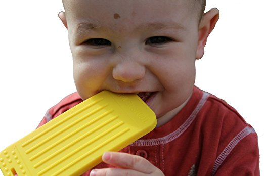 "Chew This Instead" iPhone Shaped Baby Teething Toy, Yellow - Safe for Infants and Toddlers, Soft Silicone BPA free by Tootsie Mama