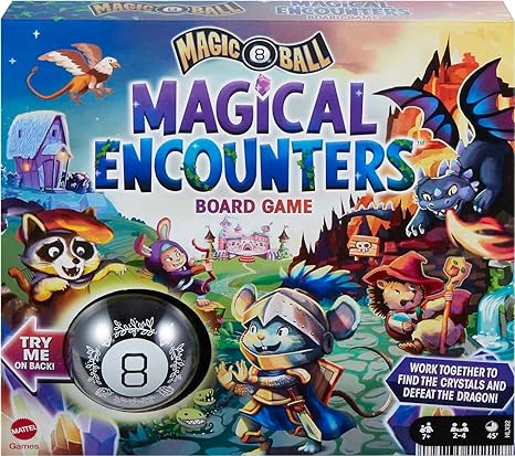 Mattel Games Magic 8 Ball Magical Encounters Board Game for Kids, Cooperative Family Game with Real Magic 8 Ball