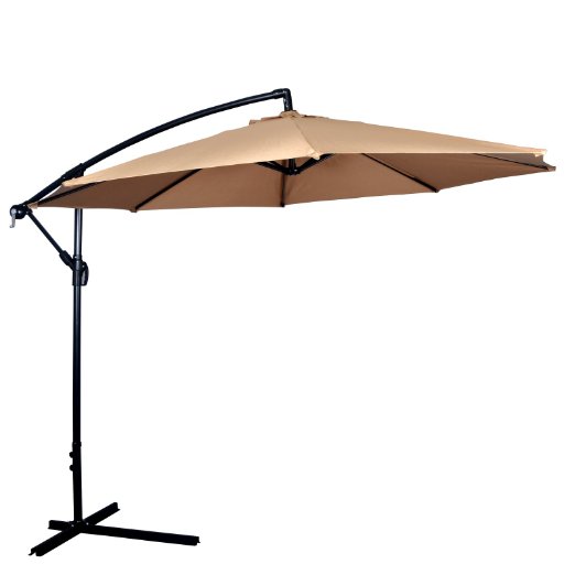 New Tan Patio Umbrella Offset 10 Hanging Umbrella Outdoor Market Umbrella D10