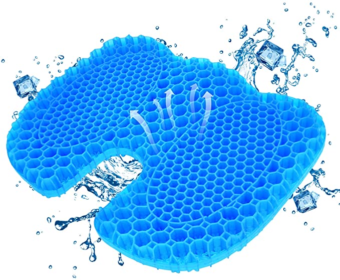 Gel Seat Cushion-Breathable Honeycomb Design seat Cushion with Non-Slip Cover,Sciatica Pillow for Sitting,Gel Cushion seat pad for Office Chair Home Cars Wheelchair