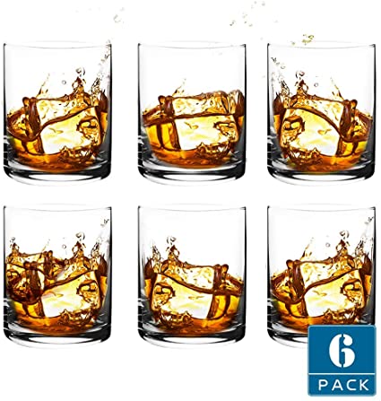 [6-Pack,11.8 Oz]DESIGN•MASTER-Premium Short Whiskey Glasses, Rock Style Old Fashioned Glasses for Scotch, Bourbon, Cocktails, Rum, Durable Whiskey Glasses for Party , Camping