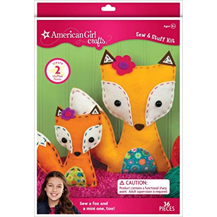 American Girl Crafts DIY Fox Stuffed Animals Sew and Stuff Kit, 8'' W x 10.5'' H and 5.25'' W x 6'' H