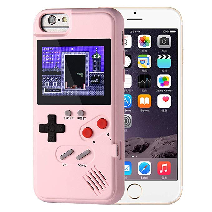 Gameboy Case for IPhone, Aolvo Retro 3D Protective Cover Case with 36 Small Game, Full Color Display, Shockproof Video Game Case for IPhone X/XS/MAX/XR, IPhone8/8 Plus, IPhone 7/7 Plus, IPhone 6/6Plus (IPHONE6/6s/7/8, Pink)