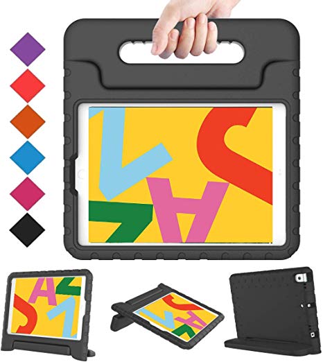 BMOUO Kids Case for iPad 10.2 2019, iPad 10.2 Case, iPad 7th Generation Case, Shock Proof Light Weight Convertible Handle Stand Kids Case for Apple iPad 10.2 inch 2019, Black