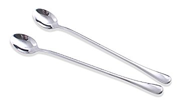 Steelution Brand: 2pack Extra-long Ice Cream - Iced Tea - Smoothie - Cocktail Spoon. 9.5" Long!