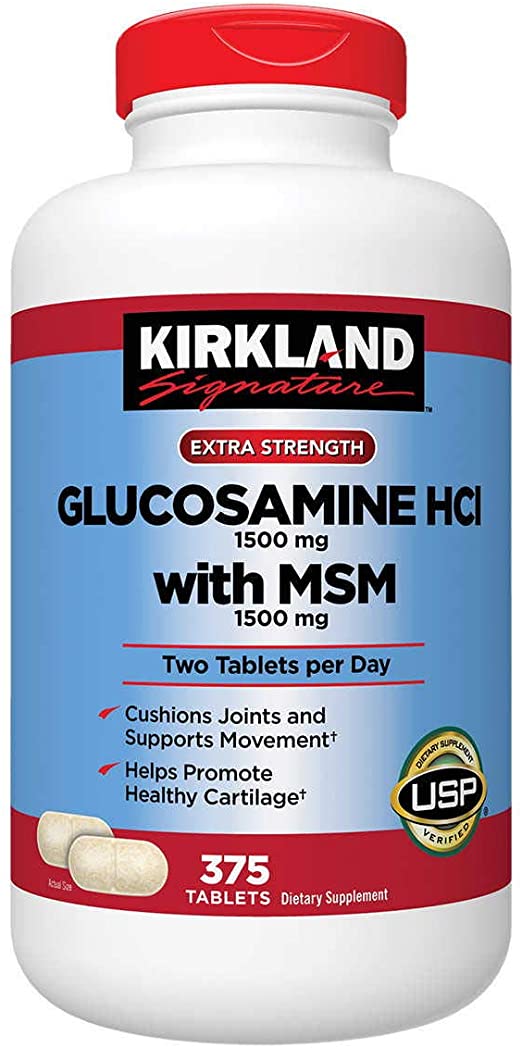 Kirkland vjaui, Extra Strength Glucosamine HCI with MSM 375 Count (Pack of 2)
