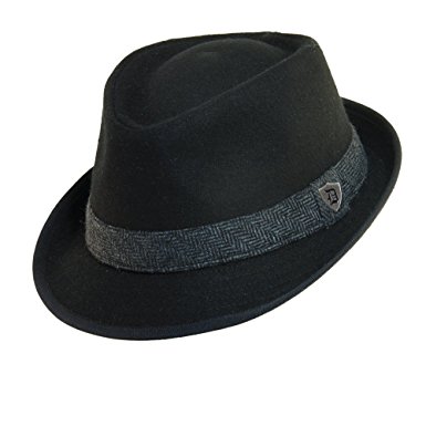 Dorfman Pacific Men's Wool Herringbone Band Classic Fedora Hat